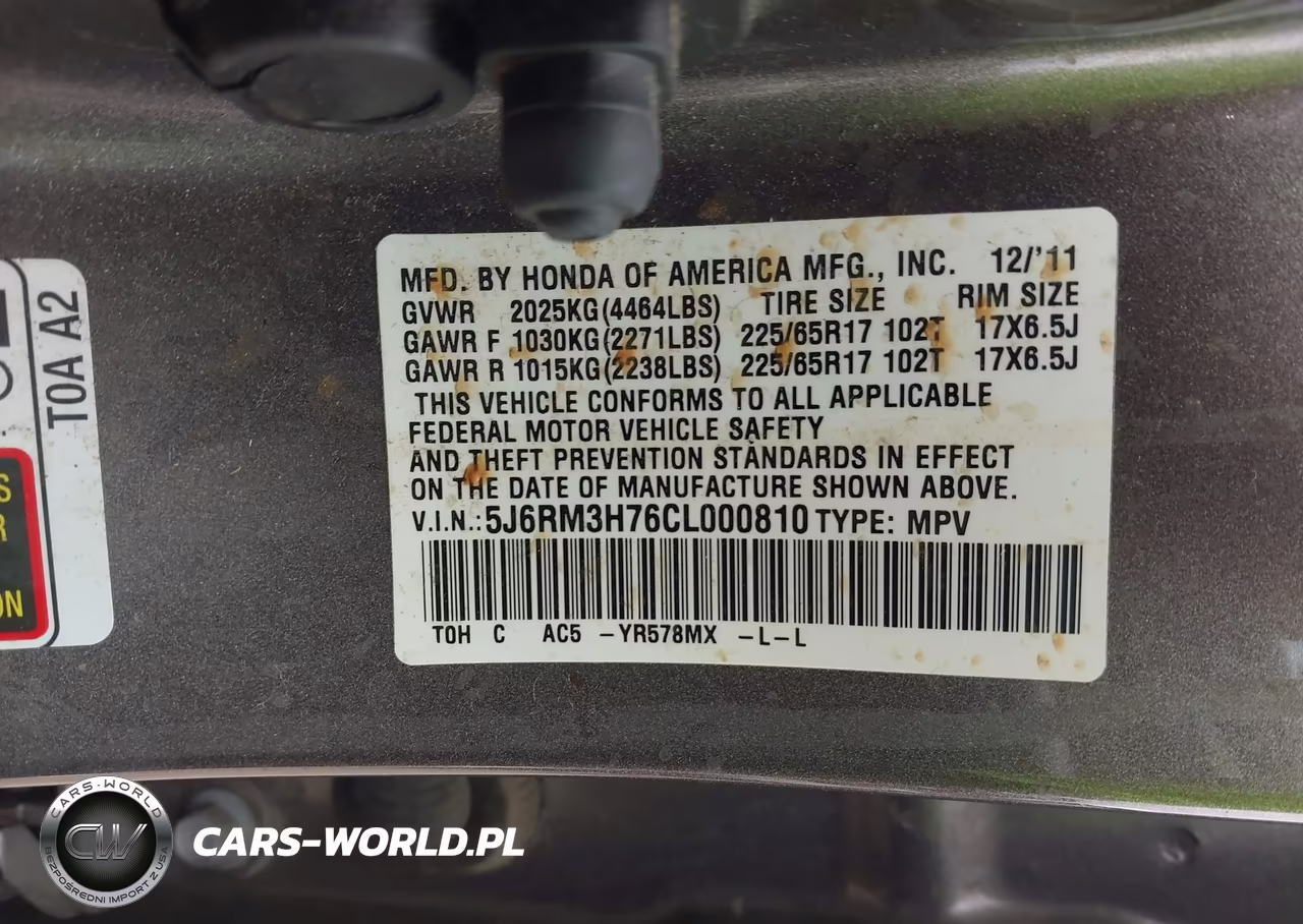 2012 Honda Cr-V Ex-L VIN:5J6RM3H76CL000810 - 9
