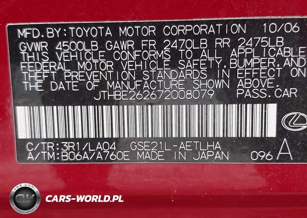 2007 Lexus Is 350 VIN:JTHBE262672008079 - 9