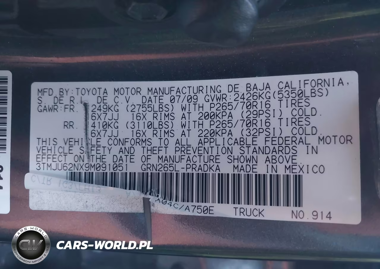 2009 Toyota Tacoma Prerunner V6 VIN:3TMJU62NX9M091051 - 9