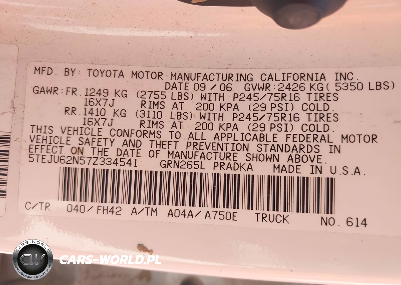 2007 Toyota Tacoma Prerunner V6 VIN:5TEJU62N57Z334541 - 9