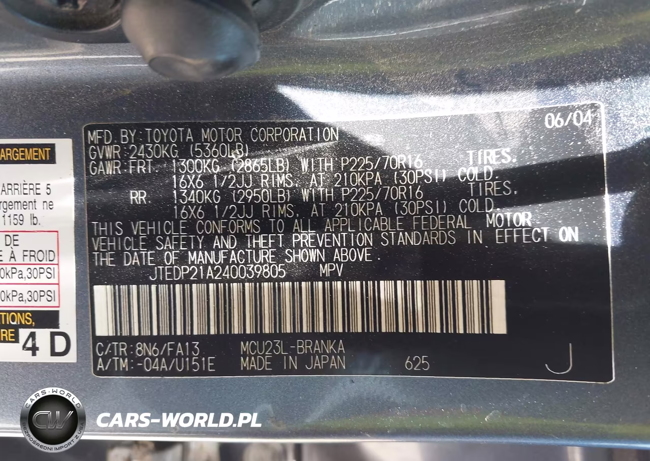 2004 Toyota Highlander V6 VIN:JTEDP21A240039805 - 9