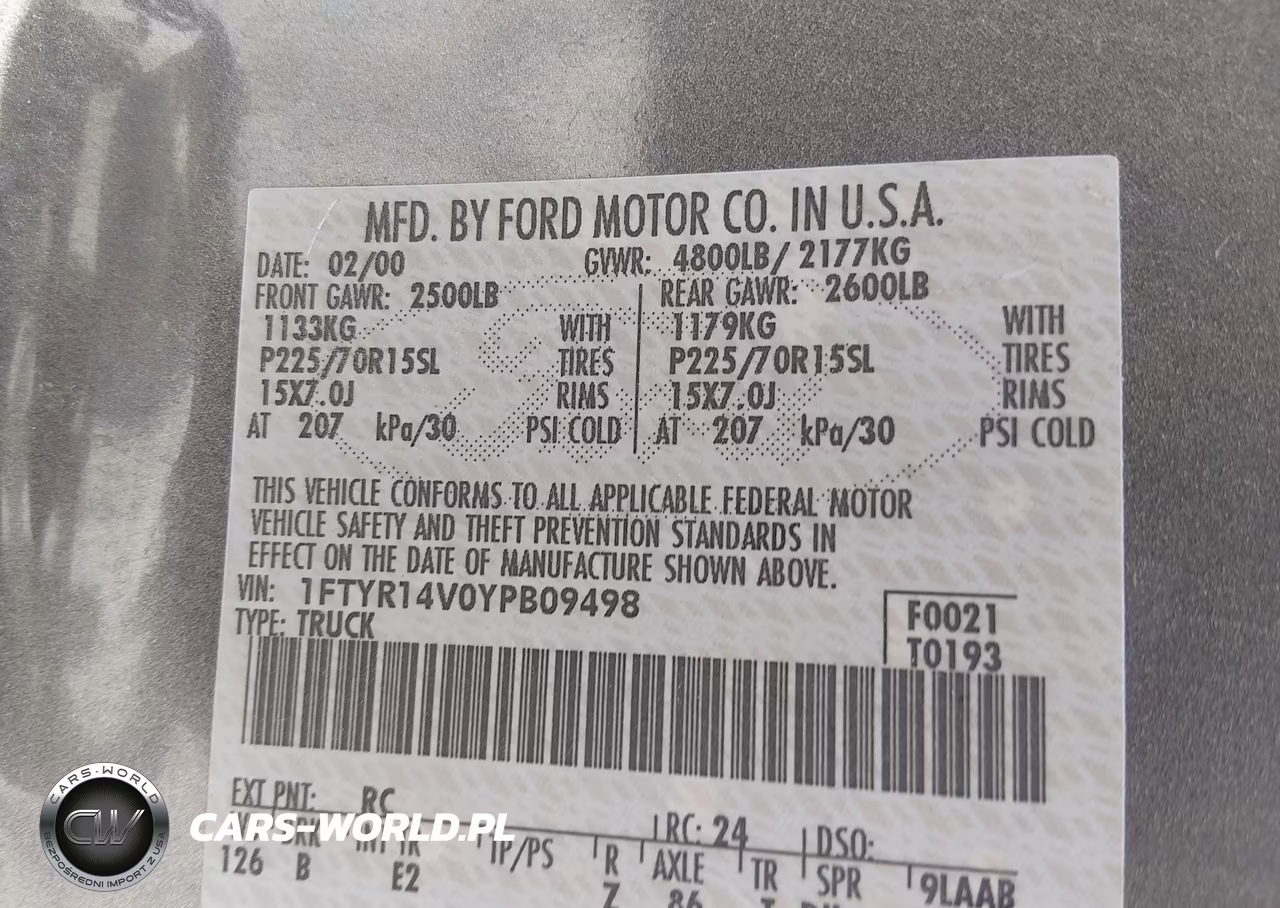2000 Ford Ranger Xl-Xlt VIN:1FTYR14V0YPB09498 - 8