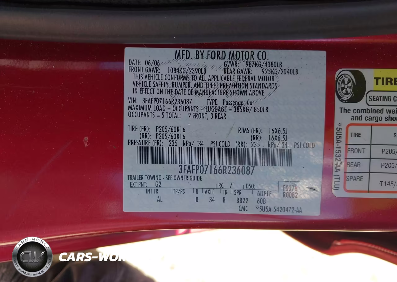 2006 Ford Fusion Se VIN:3FAFP07166R236087 - 9