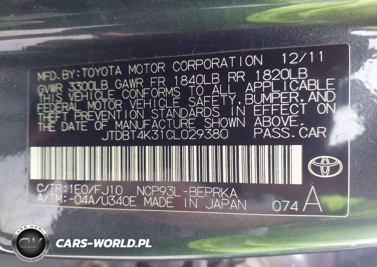 2012 Toyota Yaris VIN:JTDBT4K31CL029380 - 9