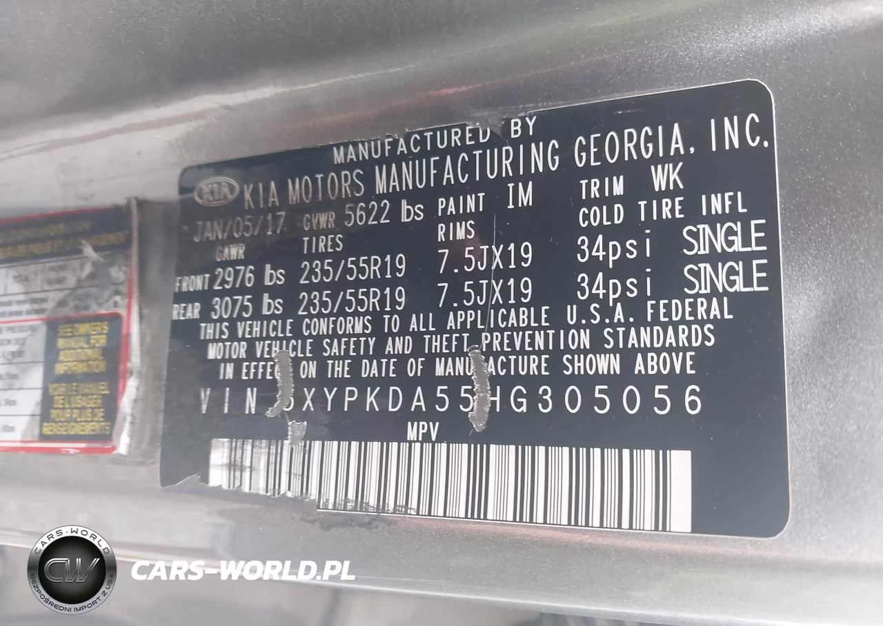 2017 Kia Sorento 3.3L Sx VIN:5XYPKDA55HG305056 - 9