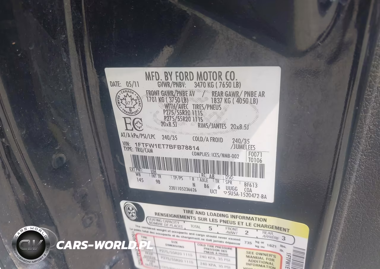 2011 Ford F-150 Platinum VIN:1FTFW1ET7BFB78814 - 9