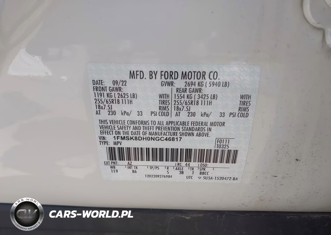 2022 Ford Explorer Xlt VIN:1FMSK8DH0NGC46817 - 9