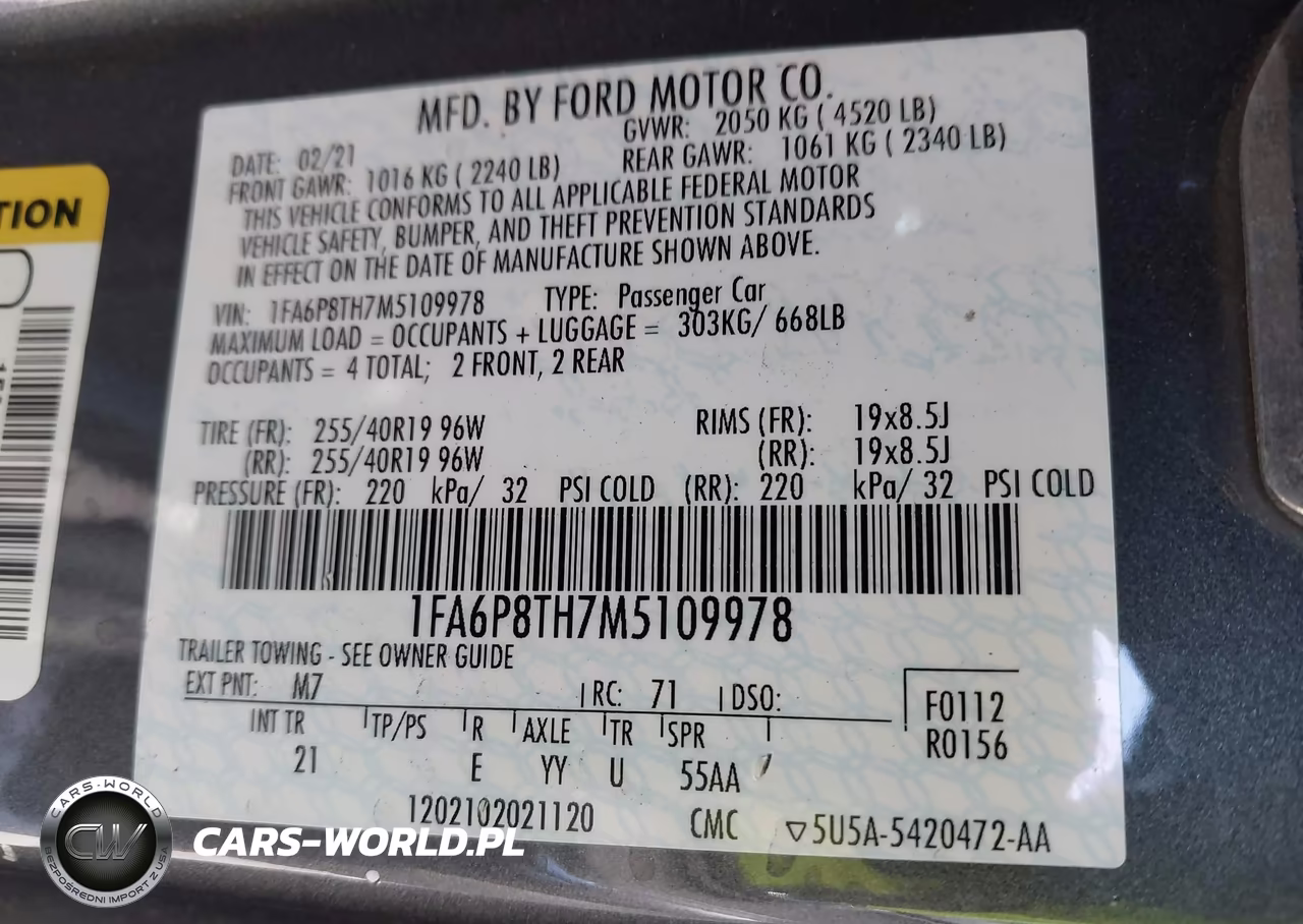 2021 Ford Mustang Ecoboost Fastback VIN:1FA6P8TH7M5109978 - 9