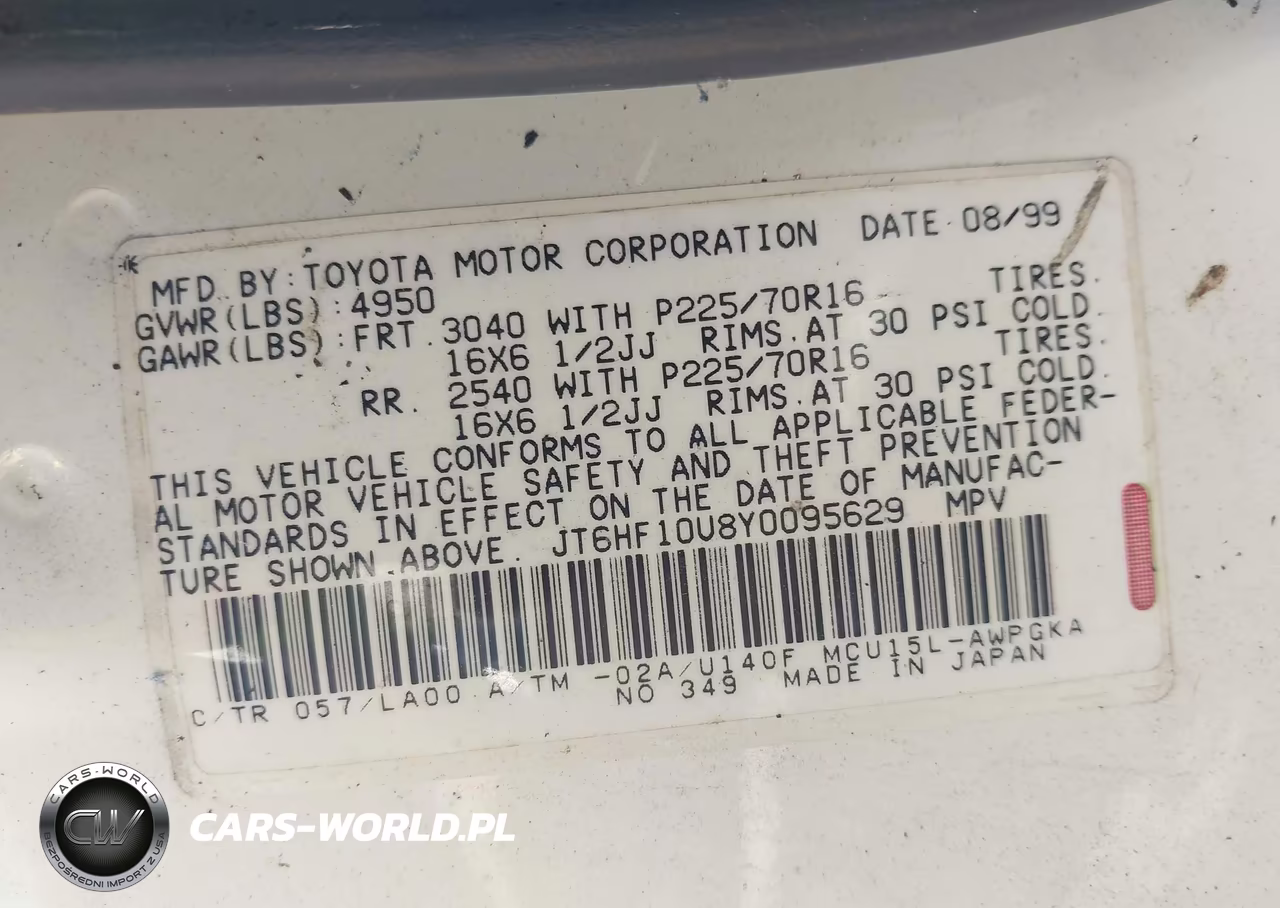 2000 Lexus Rx 300 VIN:JT6HF10U8Y0095629 - 9