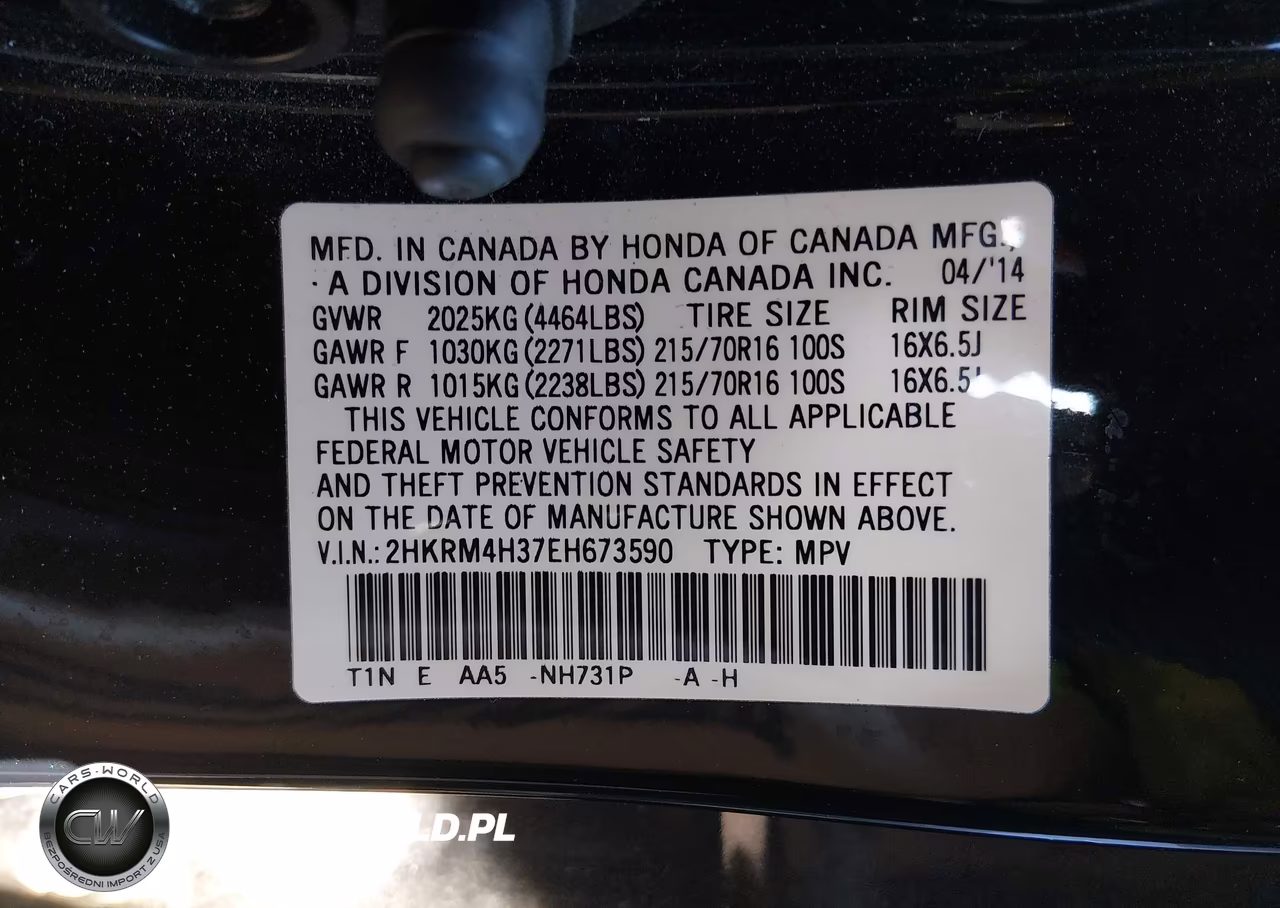 2014 Honda Cr-V Lx VIN:2HKRM4H37EH673590 - 9