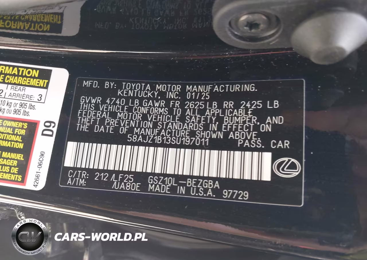 2025 Lexus Es 350 F Sport Handling VIN:58AJZ1B13SU197011 - 9