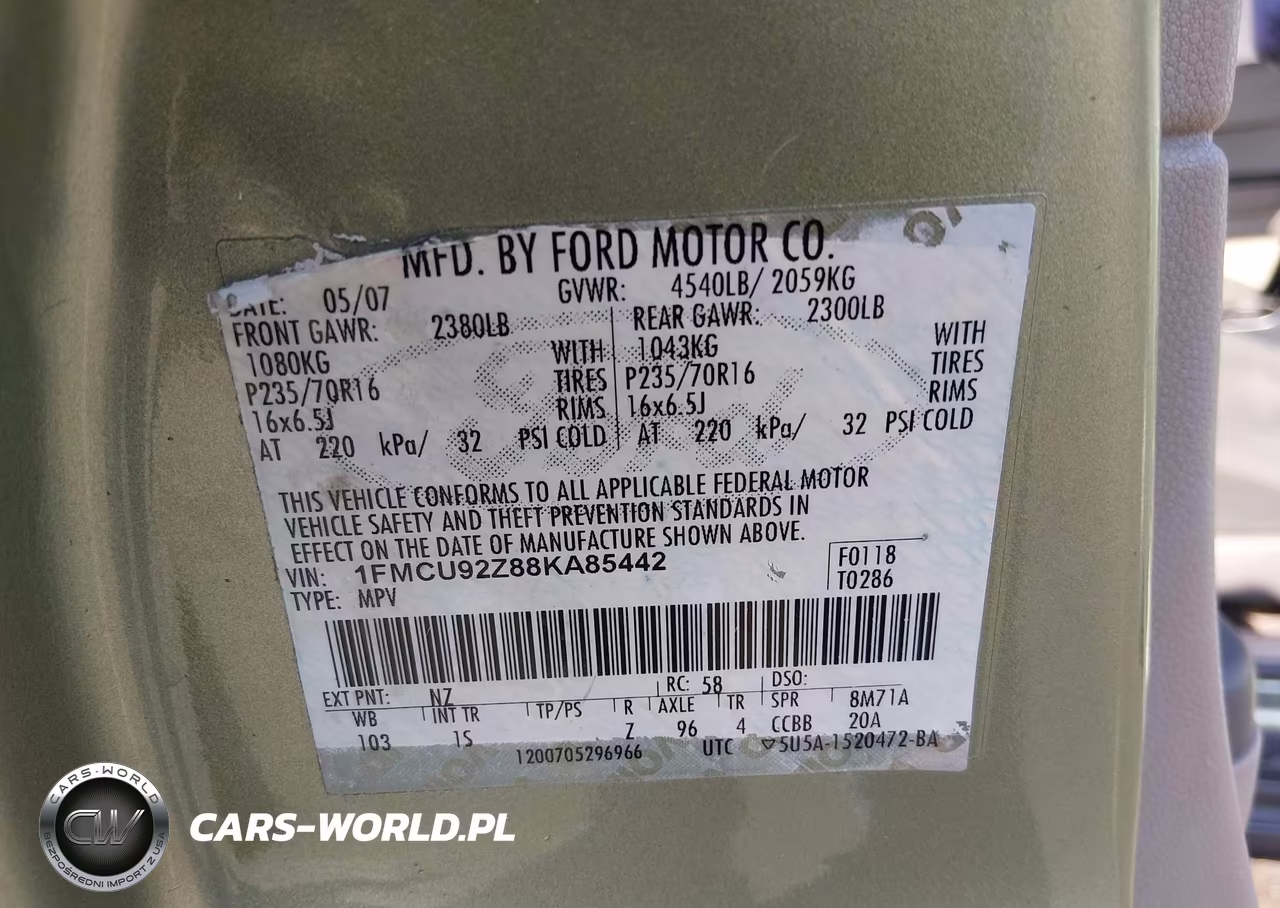 2008 Ford Escape Xls VIN:1FMCU92Z88KA85442 - 9
