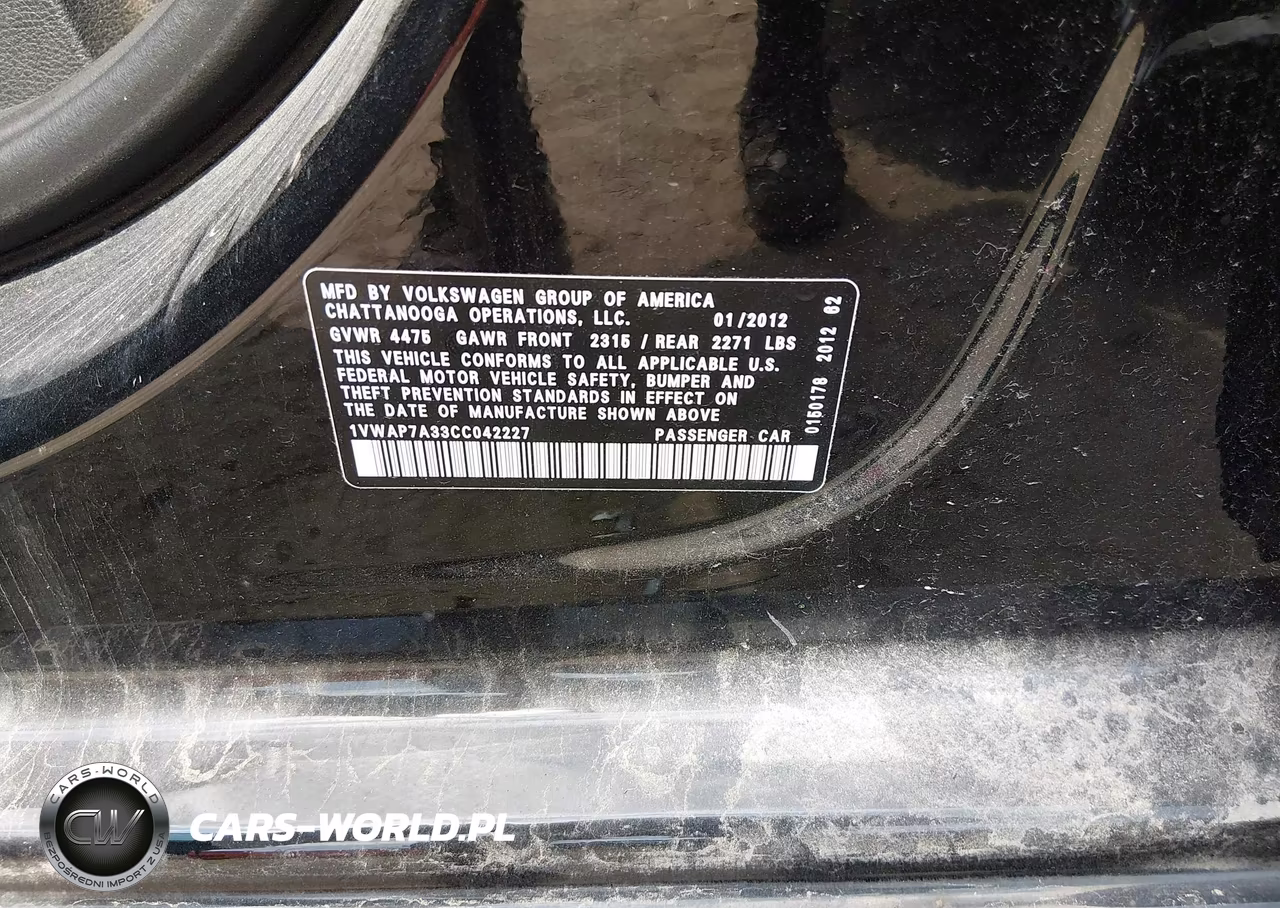 2012 Volkswagen Passat 2.5L S VIN:1VWAP7A33CC042227 - 9