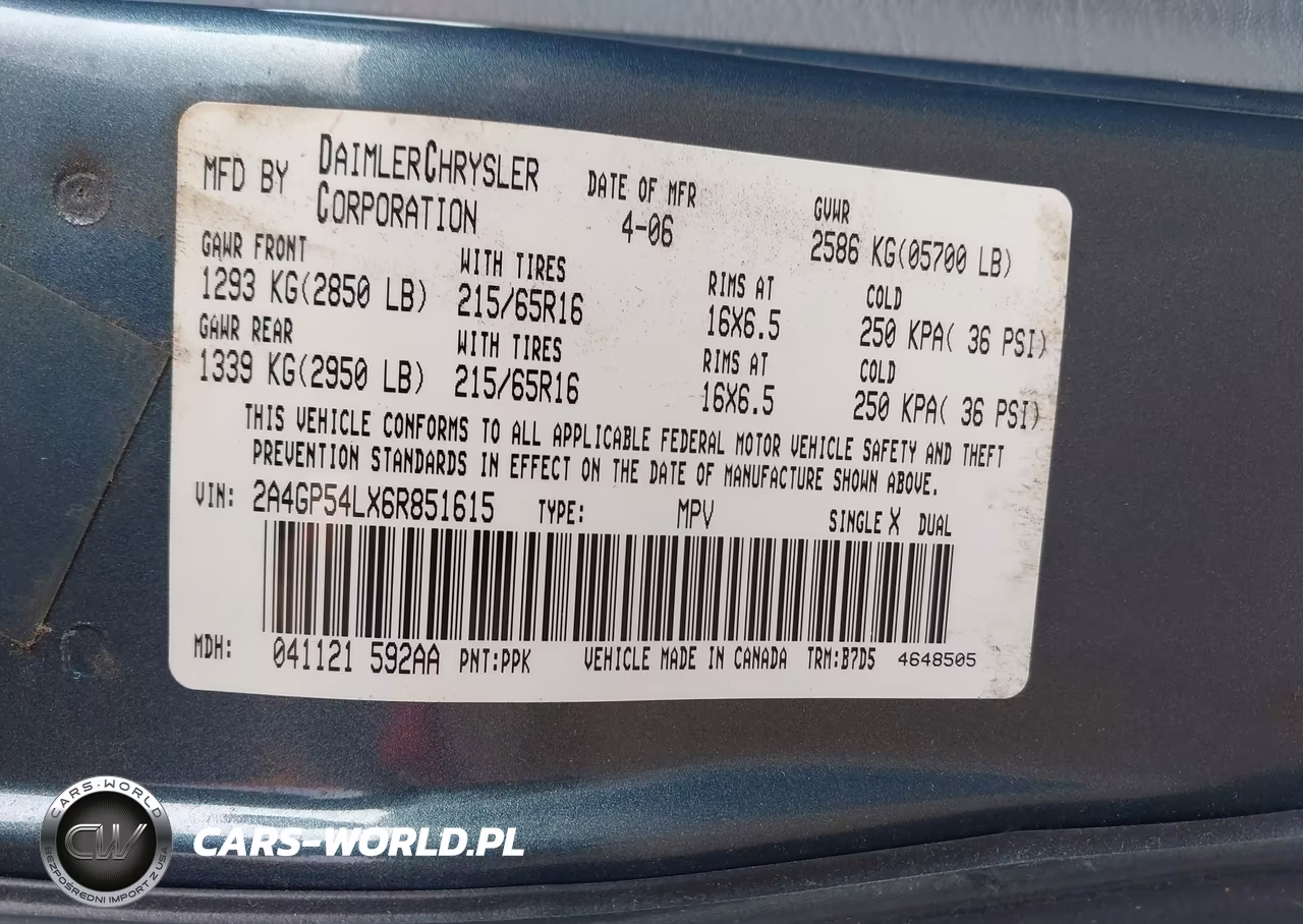 2006 Chrysler Town & Country Touring VIN:2A4GP54LX6R851615 - 9