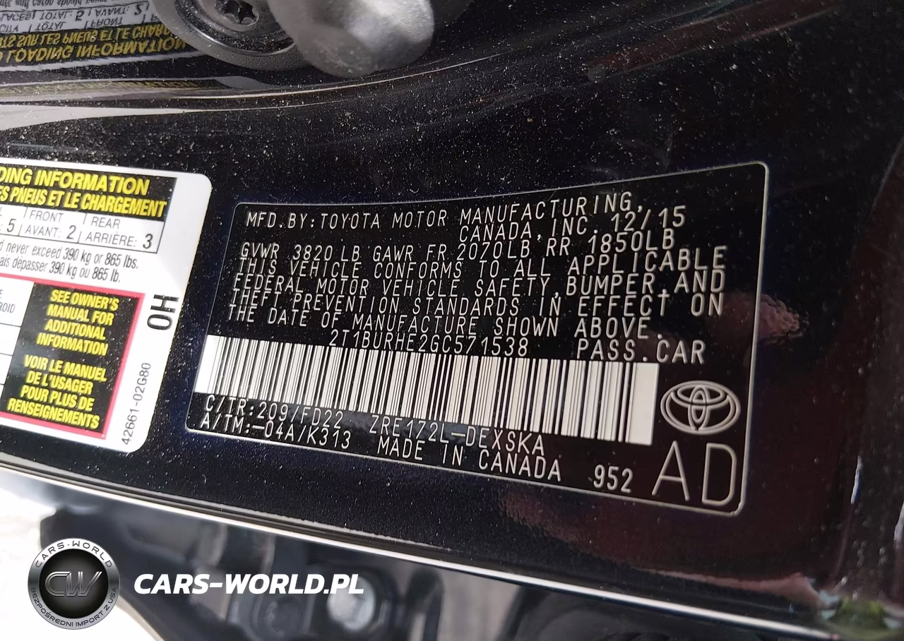 2016 Toyota Corolla S W-Special Edition Pkg VIN:2T1BURHE2GC571538 - 9