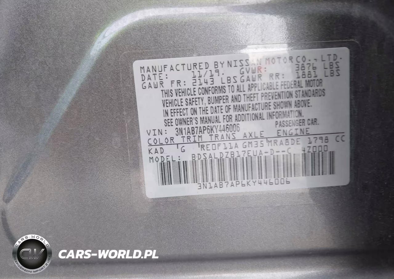 2019 Nissan Sentra Sv VIN:3N1AB7AP6KY446006 - 9