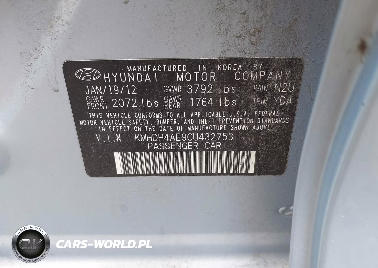 2012 Hyundai Elantra Limited (Ulsan Plant) VIN:KMHDH4AE9CU432753 - 9