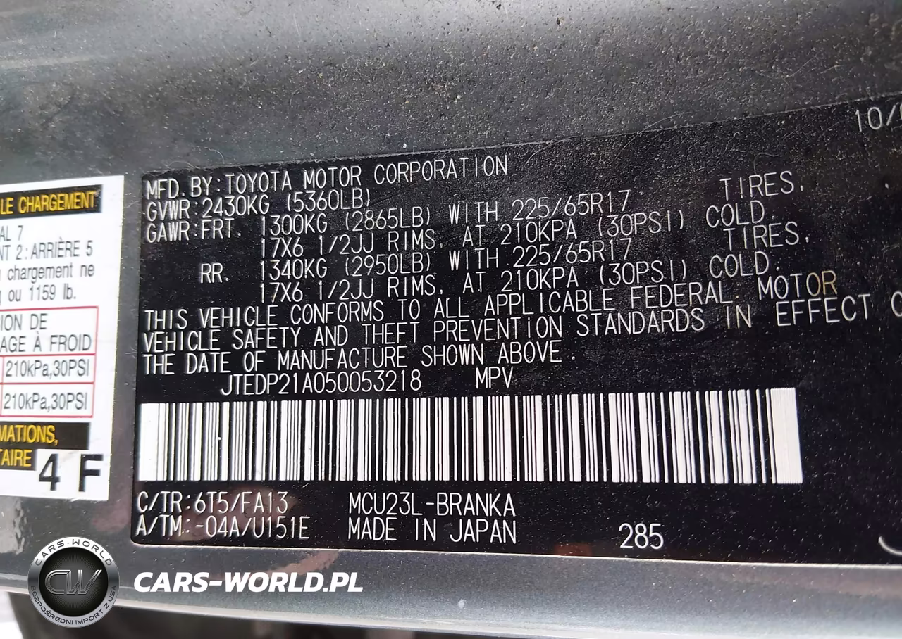 2005 Toyota Highlander Limited V6 VIN:JTEDP21A050053218 - 9