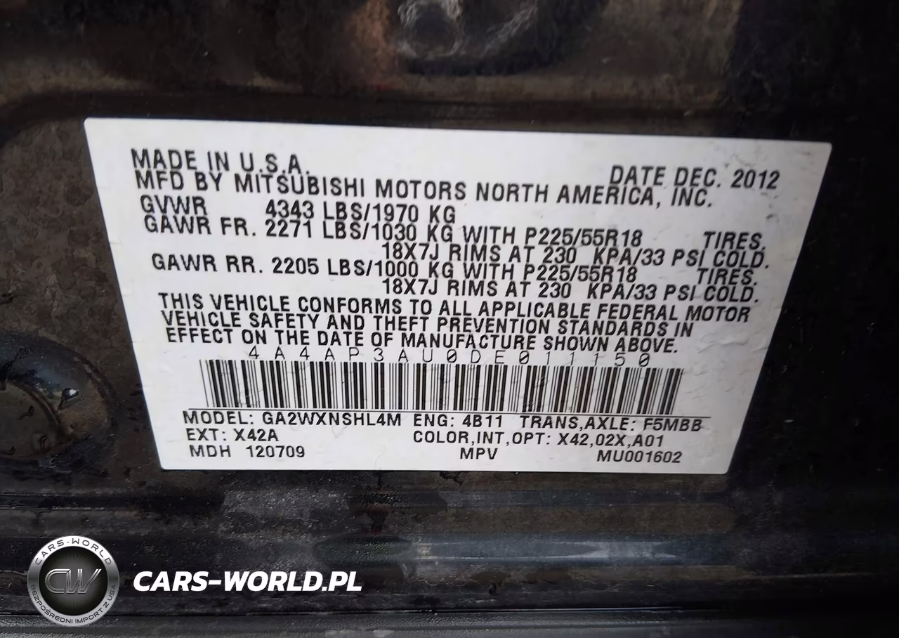 2013 Mitsubishi Outlander Sport Es VIN:4A4AP3AU0DE011150 - 9