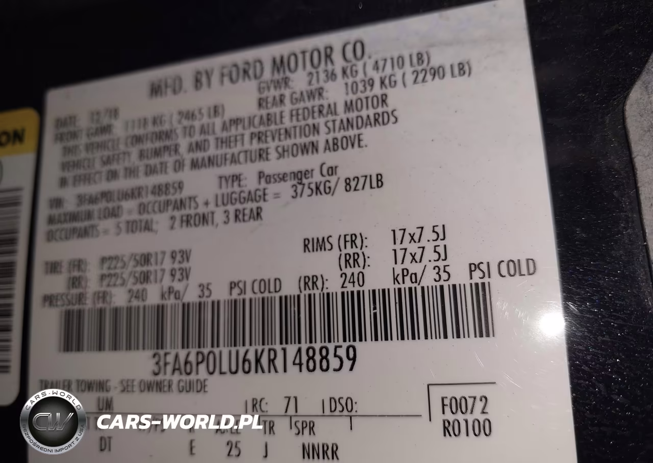 2019 Ford Fusion Hybrid Se VIN:3FA6P0LU6KR148859 - 9