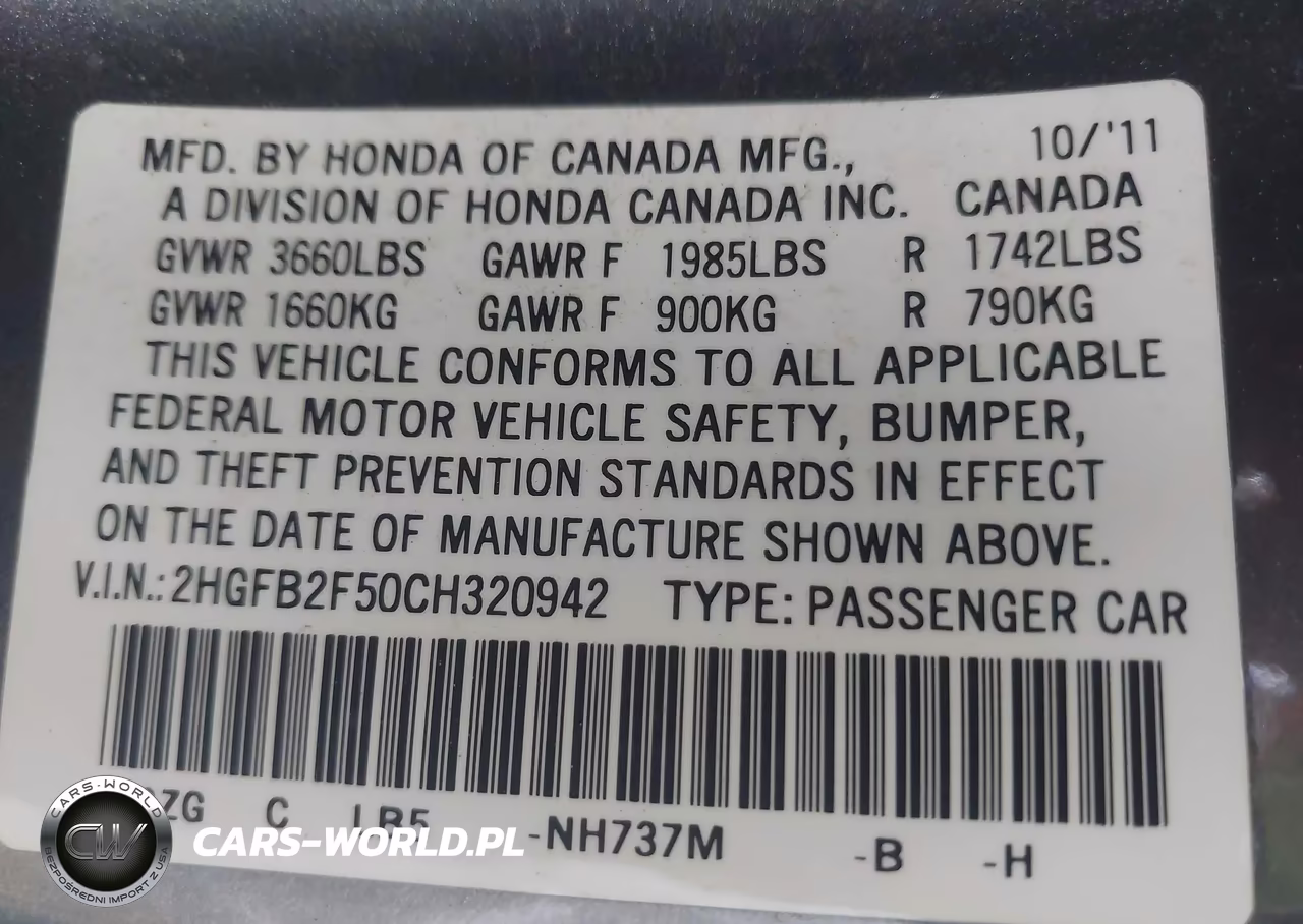2012 Honda Civic Lx VIN:2HGFB2F50CH320942 - 9