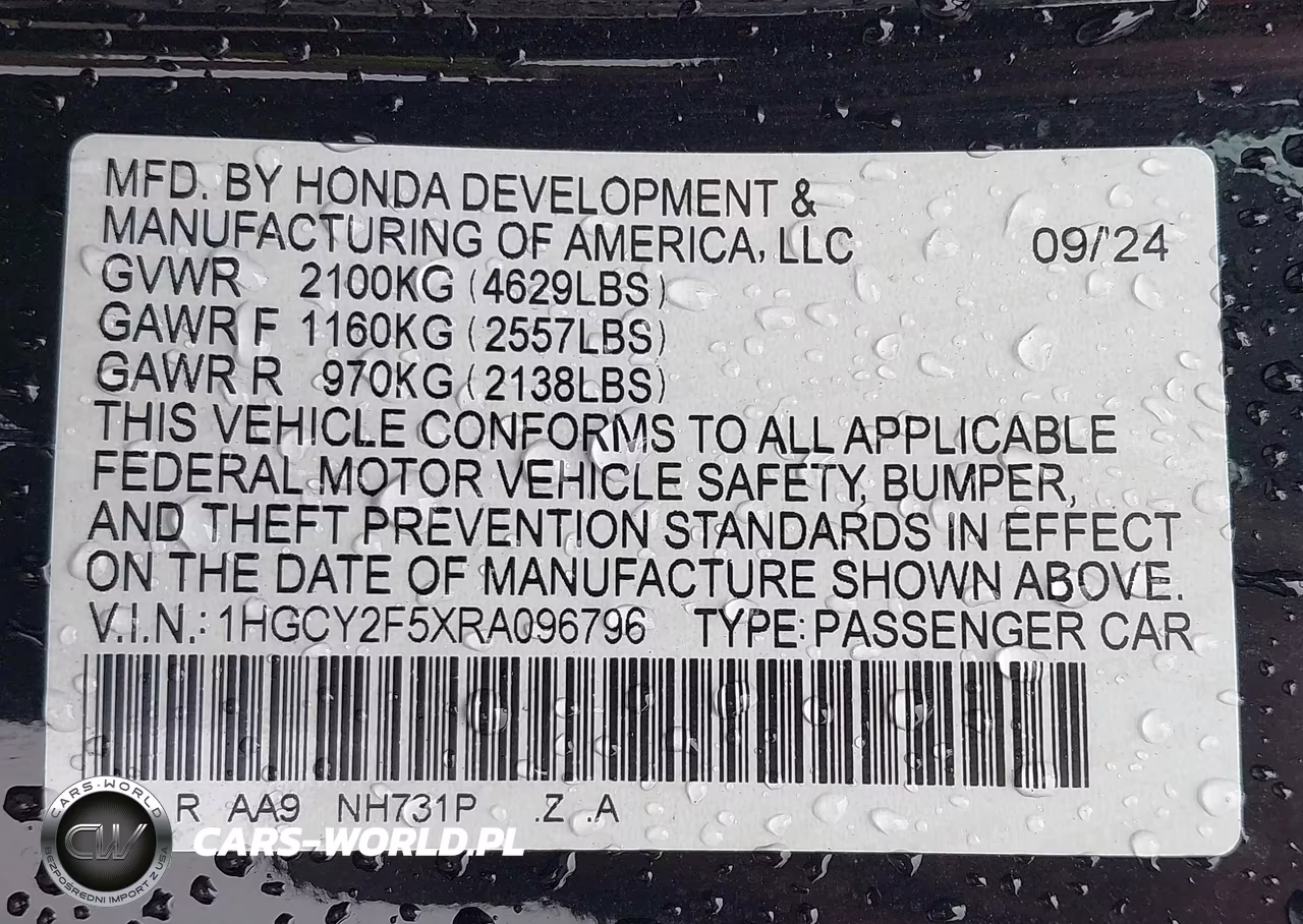 2024 Honda Accord Hybrid Sport VIN:1HGCY2F5XRA096796 - 9