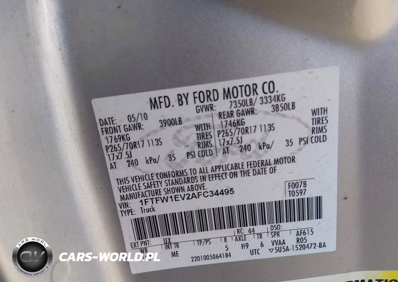 2010 Ford F-150 Fx4-Harley-Davidson-King Ranch-Lariat-Platinum-Xl-Xlt VIN:1FTFW1EV2AFC34495 - 9