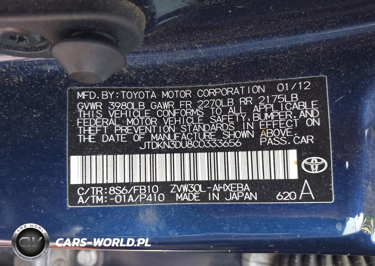2012 Toyota Prius Two VIN:JTDKN3DU8C0333656 - 9