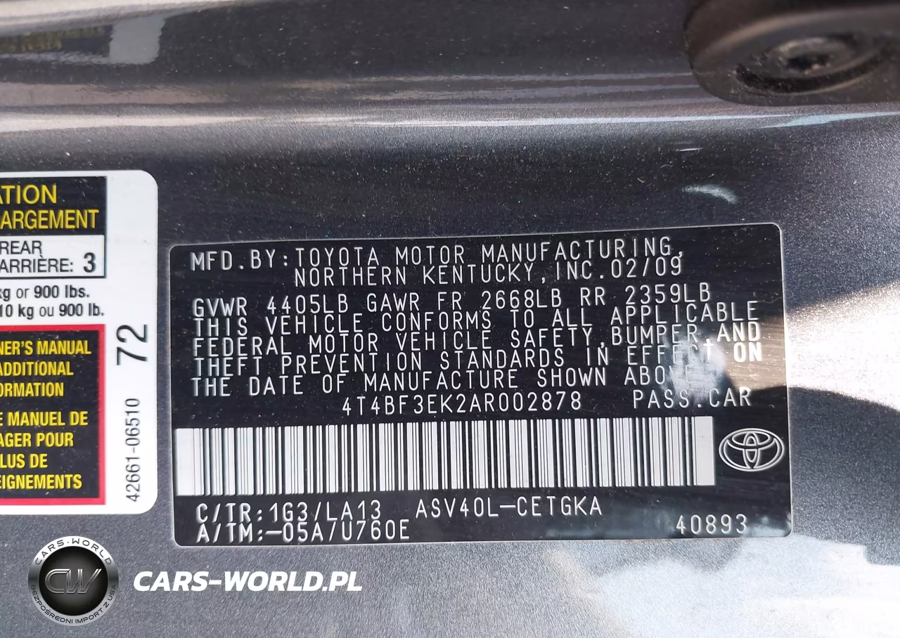 2010 Toyota Camry Xle VIN:4T4BF3EK2AR002878 - 9