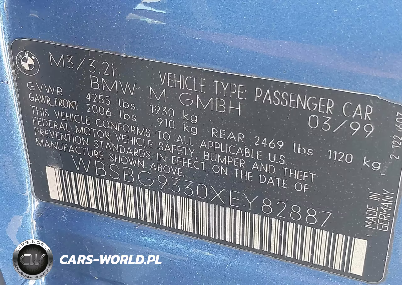 1999 BMW M3 VIN:WBSBG9330XEY82887 - 9