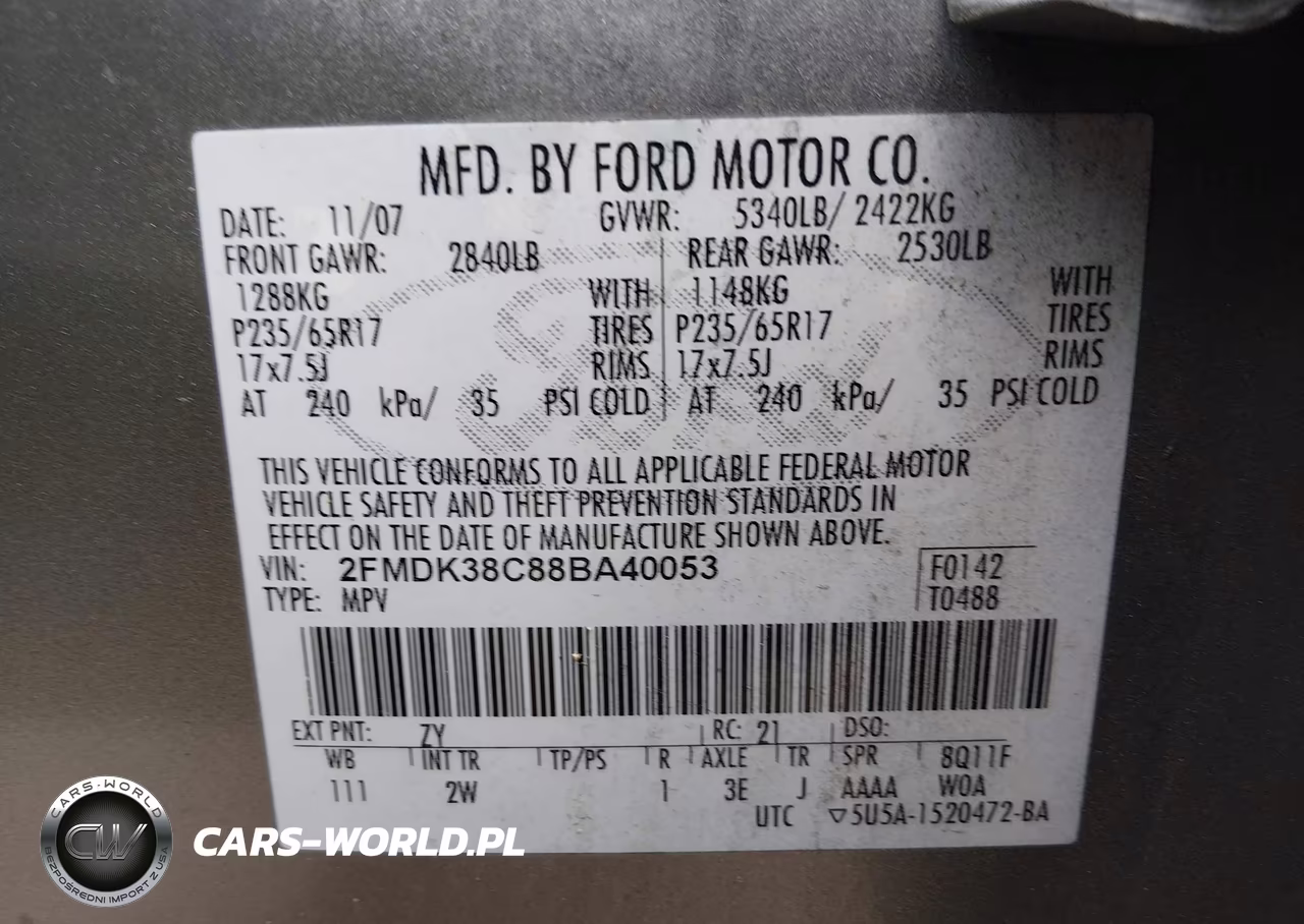 2008 Ford Edge Sel VIN:2FMDK38C88BA40053 - 9