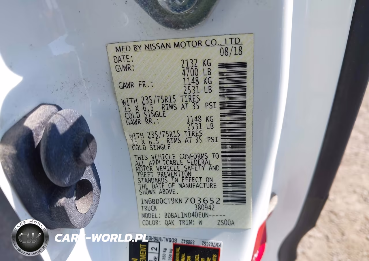 2019 Nissan Frontier S VIN:1N6BD0CT9KN703652 - 9
