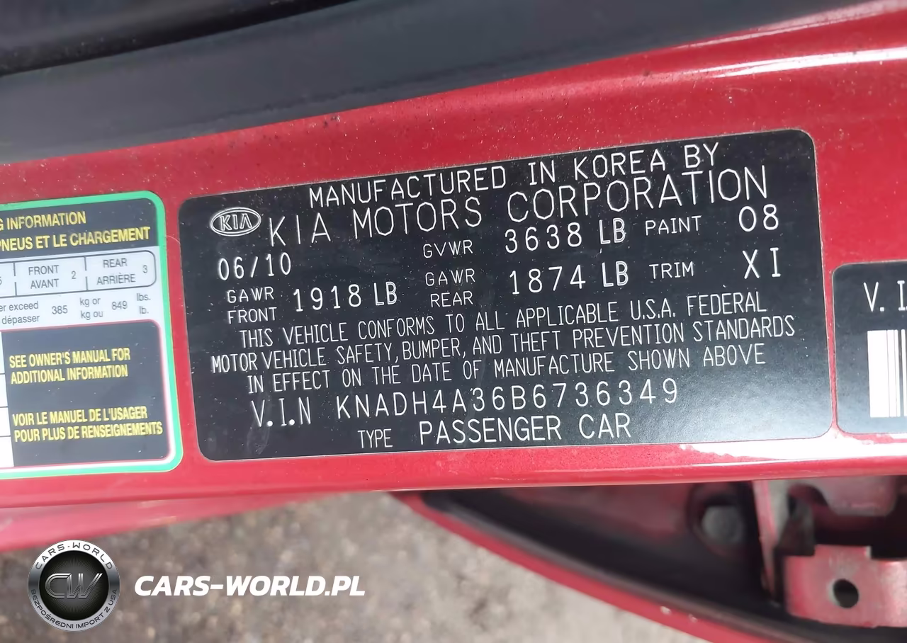 2011 Kia Rio Lx VIN:KNADH4A36B6736349 - 9