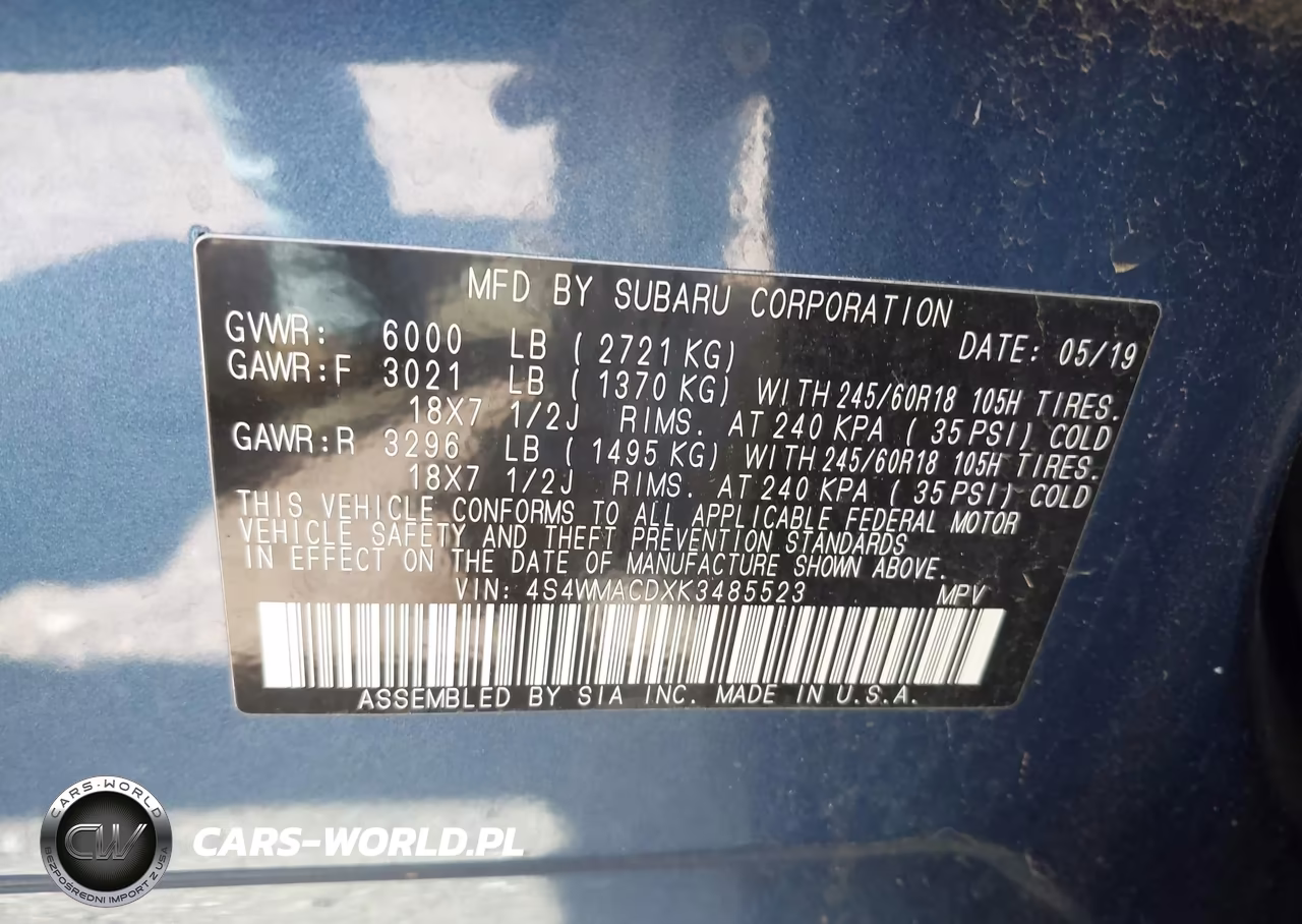 2019 Subaru Ascent Premium VIN:4S4WMACDXK3485523 - 9