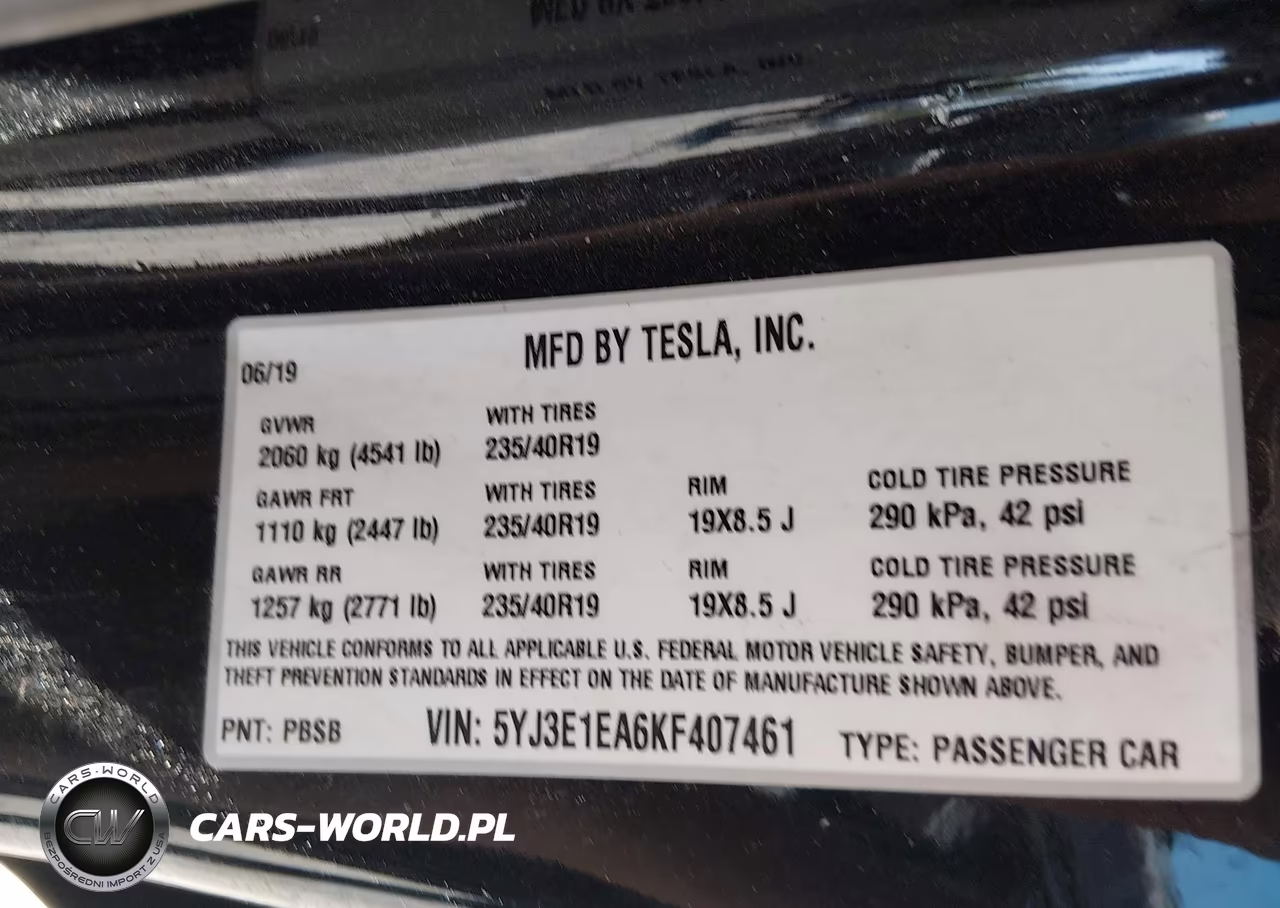2019 Tesla Model 3 Long Range-Mid Range-Standard Range-Standard Range Plus VIN:5YJ3E1EA6KF407461 - 9
