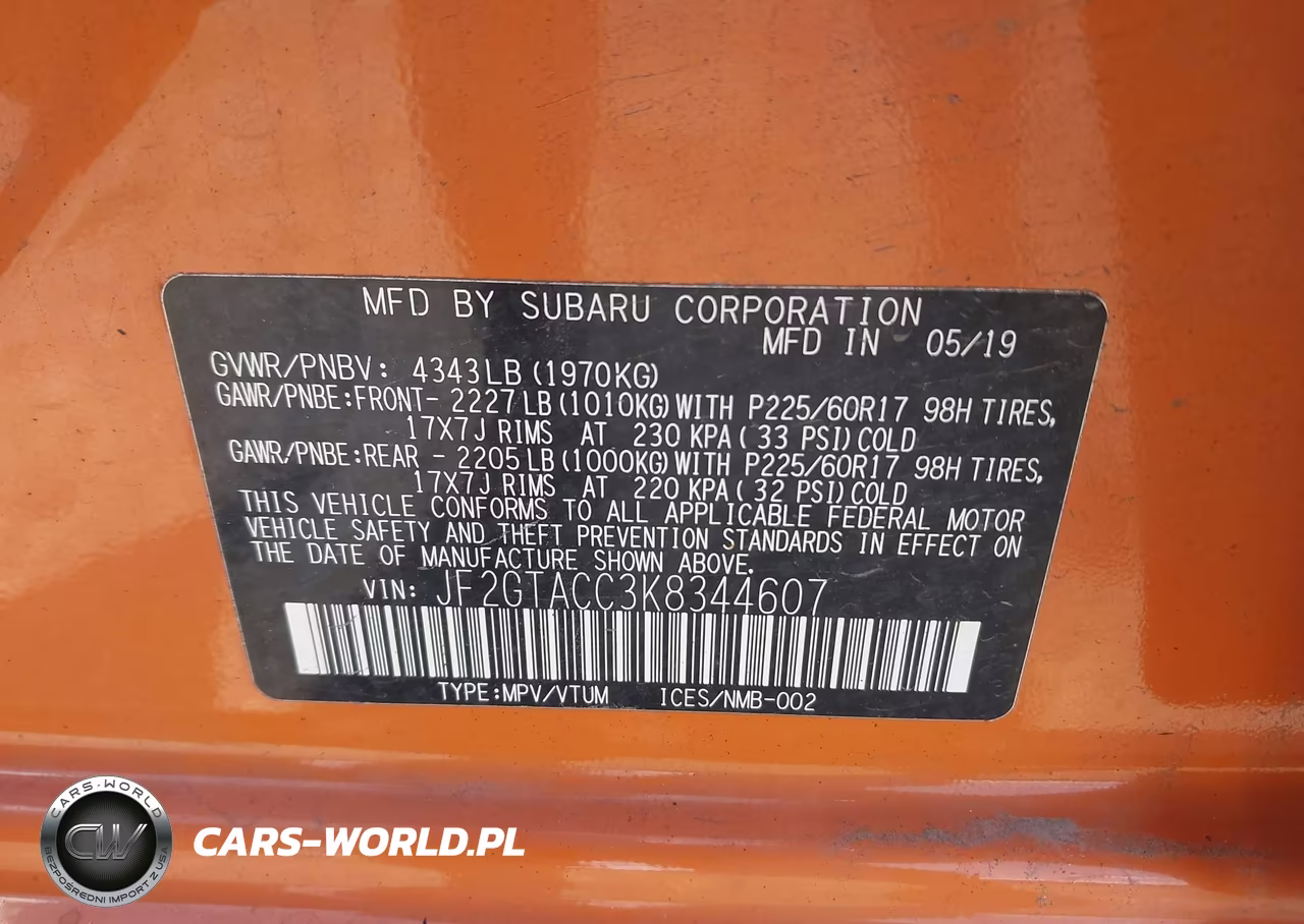 2019 Subaru Crosstrek 2.0I Premium VIN:JF2GTACC3K8344607 - 9