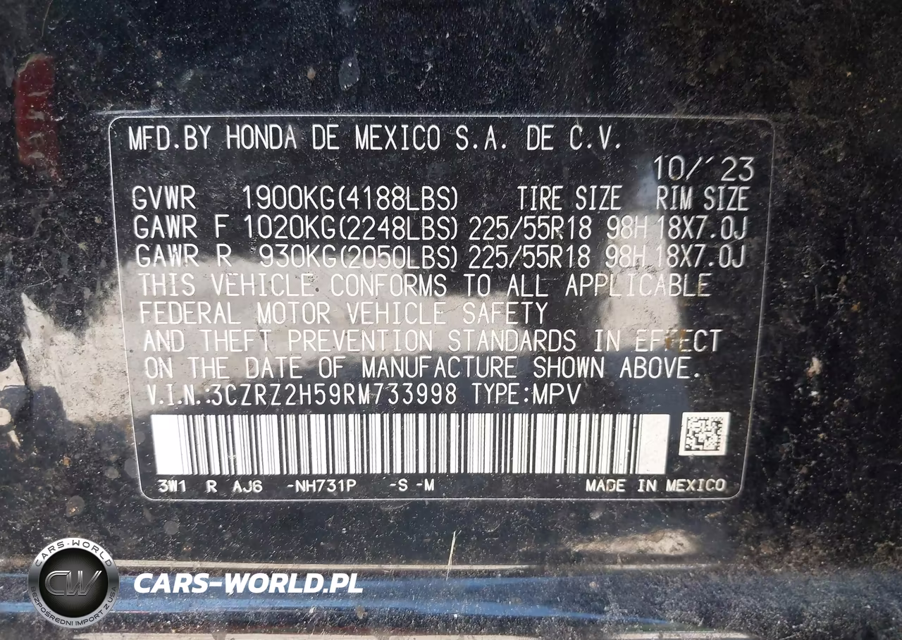 2024 Honda Hr-V Awd Sport-Awd Sport W-O Bsi VIN:3CZRZ2H59RM733998 - 9