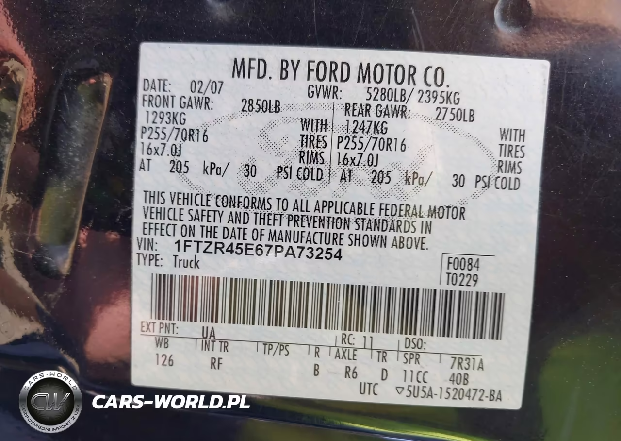 2007 Ford Ranger Fx4 Level Ii-Fx4 Off-Road-Sport-Xlt VIN:1FTZR45E67PA73254 - 9