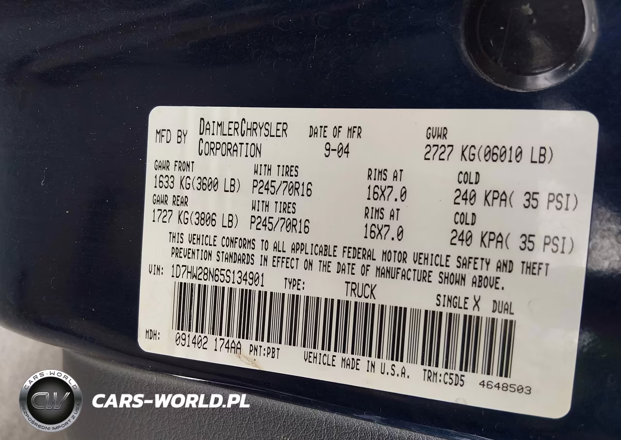 2005 Dodge Dakota St VIN:1D7HW28N65S134901 - 9