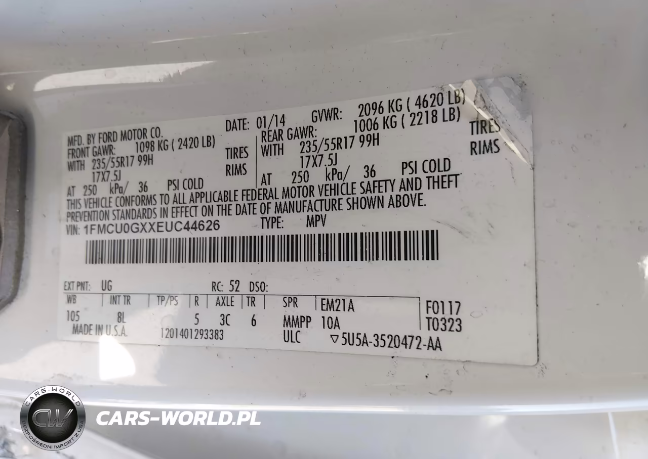 2014 Ford Escape Se VIN:1FMCU0GXXEUC44626 - 9