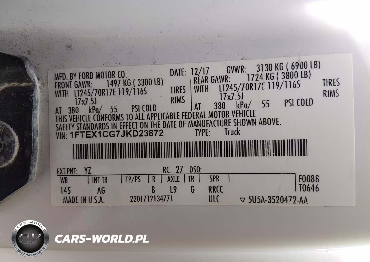 2018 Ford F-150 Xl VIN:1FTEX1CG7JKD23872 - 9