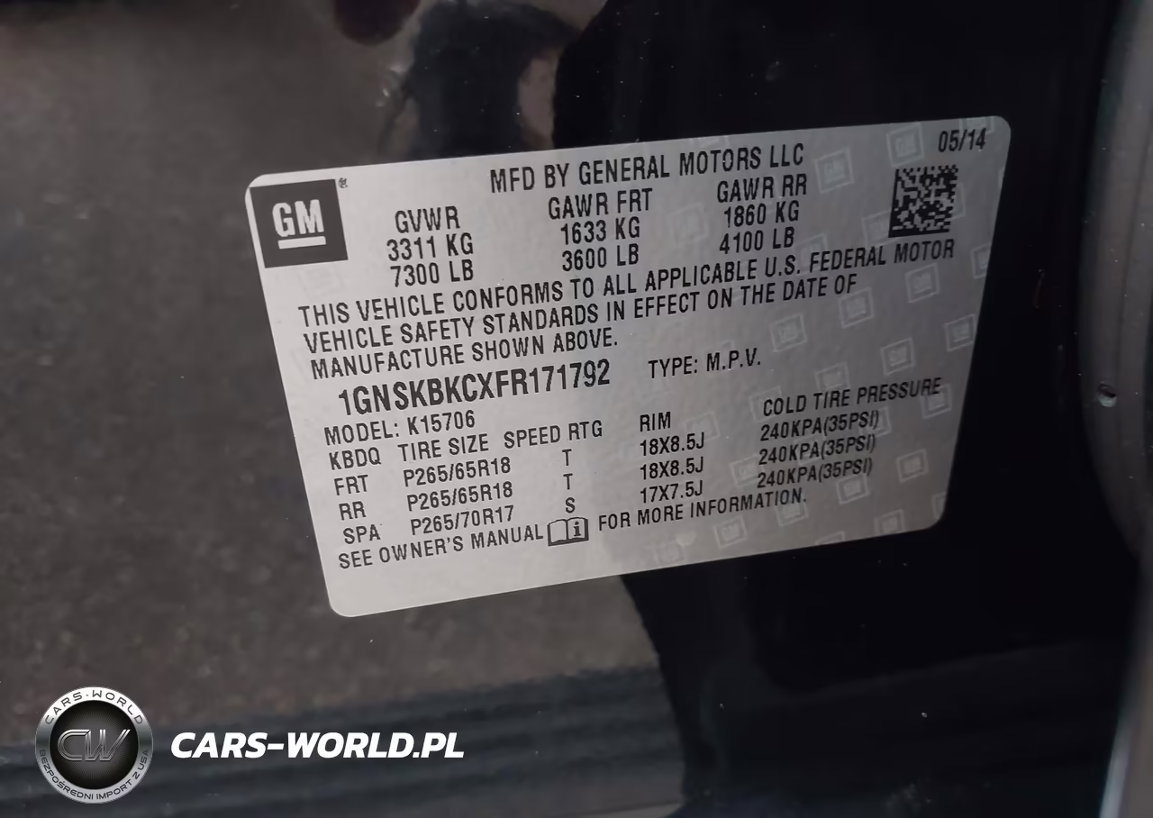2015 Chevrolet Tahoe Lt VIN:1GNSKBKCXFR171792 - 9