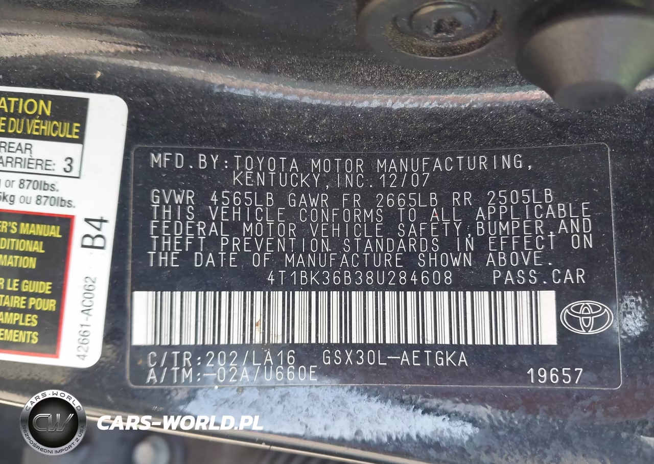 2008 Toyota Avalon Xls VIN:4T1BK36B38U284608 - 9