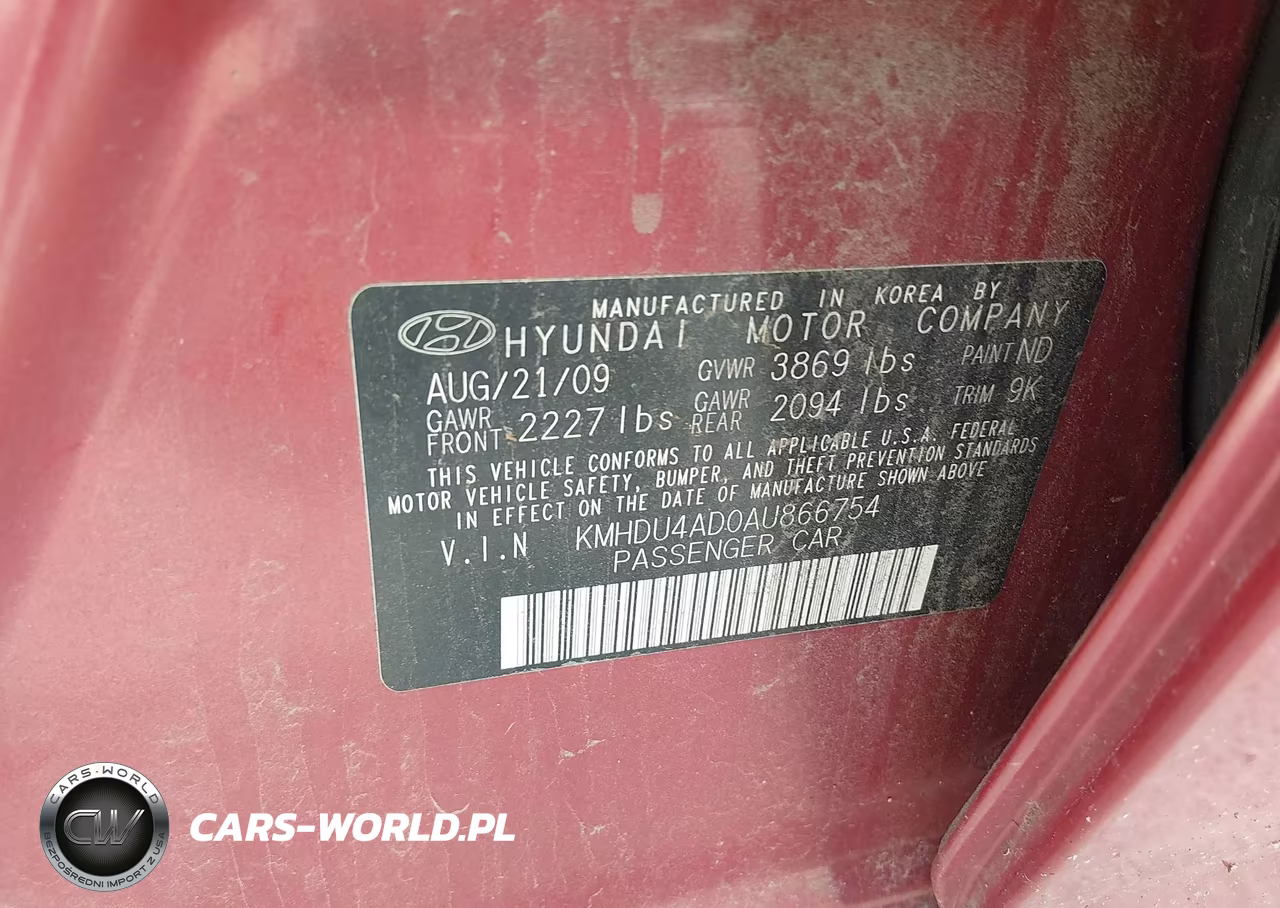 2010 Hyundai Elantra Gls VIN:KMHDU4AD0AU866754 - 9