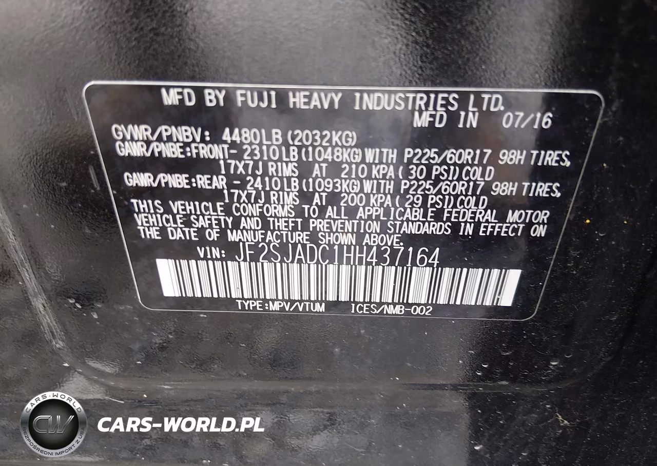 2017 Subaru Forester 2.5I Premium VIN:JF2SJADC1HH437164 - 9