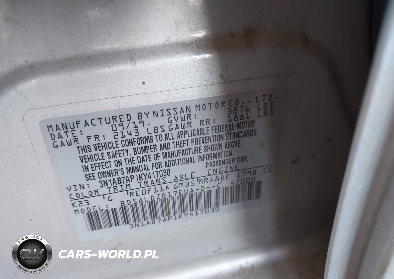 2019 Nissan Sentra Sv VIN:3N1AB7AP1KY417030 - 9