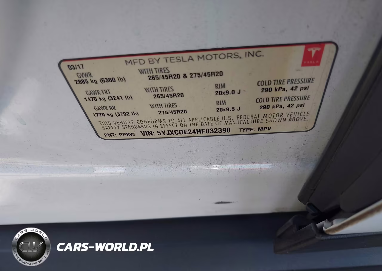 2017 Tesla Model X 100D-75D-90D VIN:5YJXCDE24HF032390 - 9