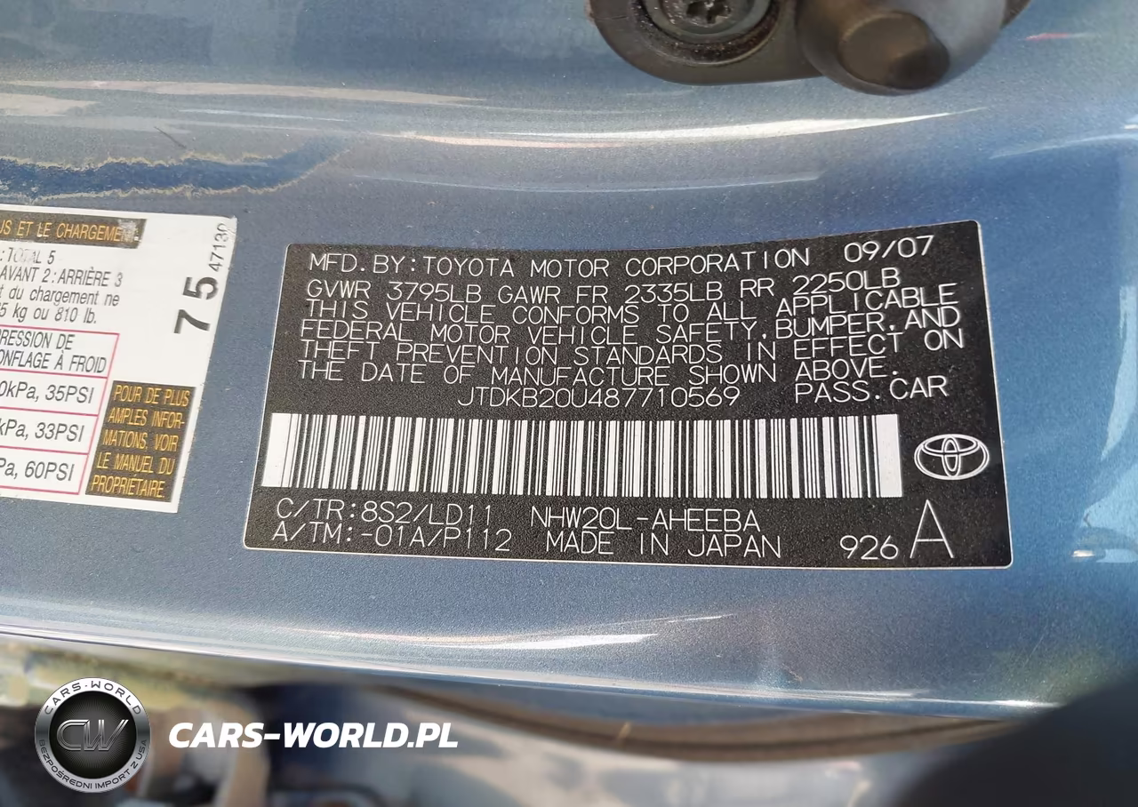 2008 Toyota Prius VIN:JTDKB20U487710569 - 9