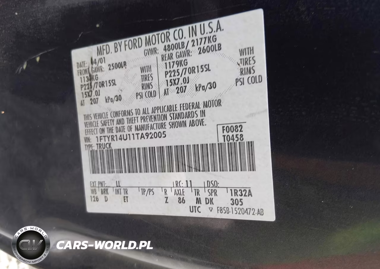 2001 Ford Ranger Edge-Xl-Xlt VIN:1FTYR14U11TA92005 - 9