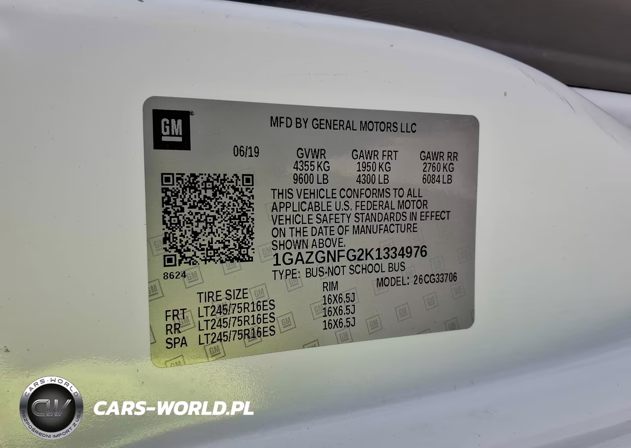 2019 Chevrolet Express 3500 Ls VIN:1GAZGNFG2K1334976 - 9